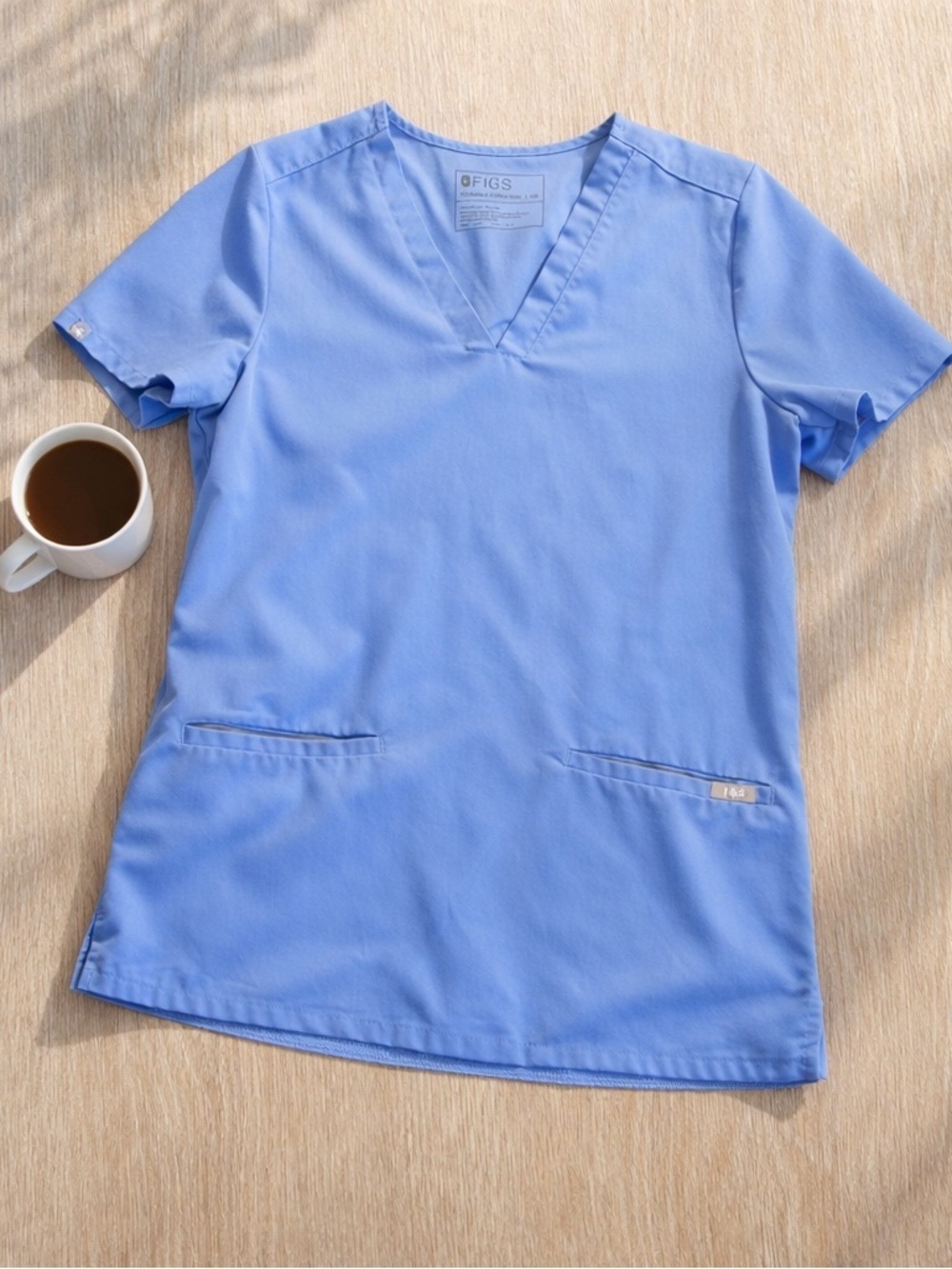 FIGS Scrub Top XS Blue V Neck Technical Collection Medical Nurse Uniform